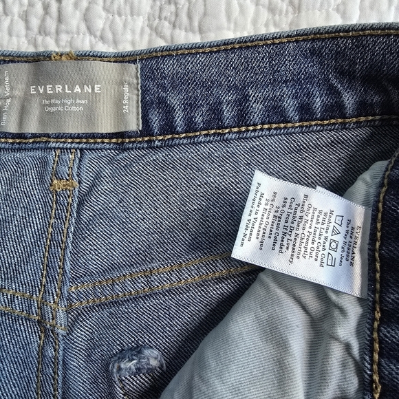 Everlane The Way High Jean Organic Cotton Straight Leg Raw Hem - Distressed 24R - Picture 6 of 16